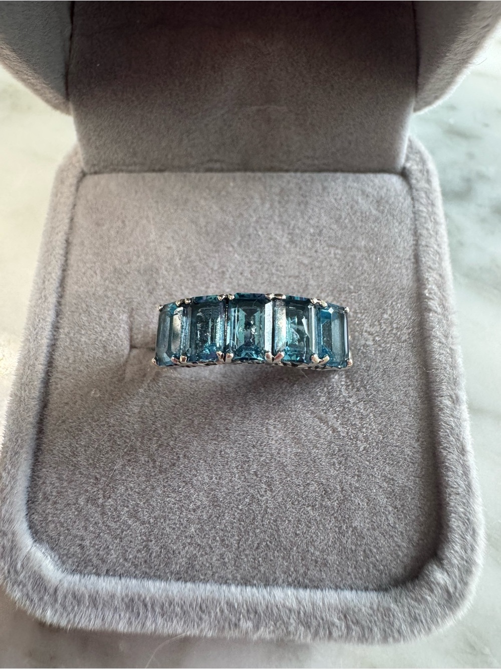 Effy 925 Sterling Silver Emerald Cut Blue Topaz Ring